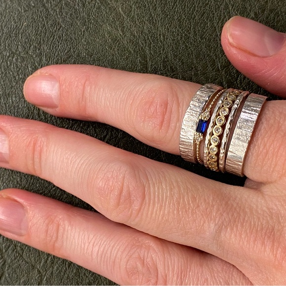 Silver Textured Ring Set - Picture 2 of 16